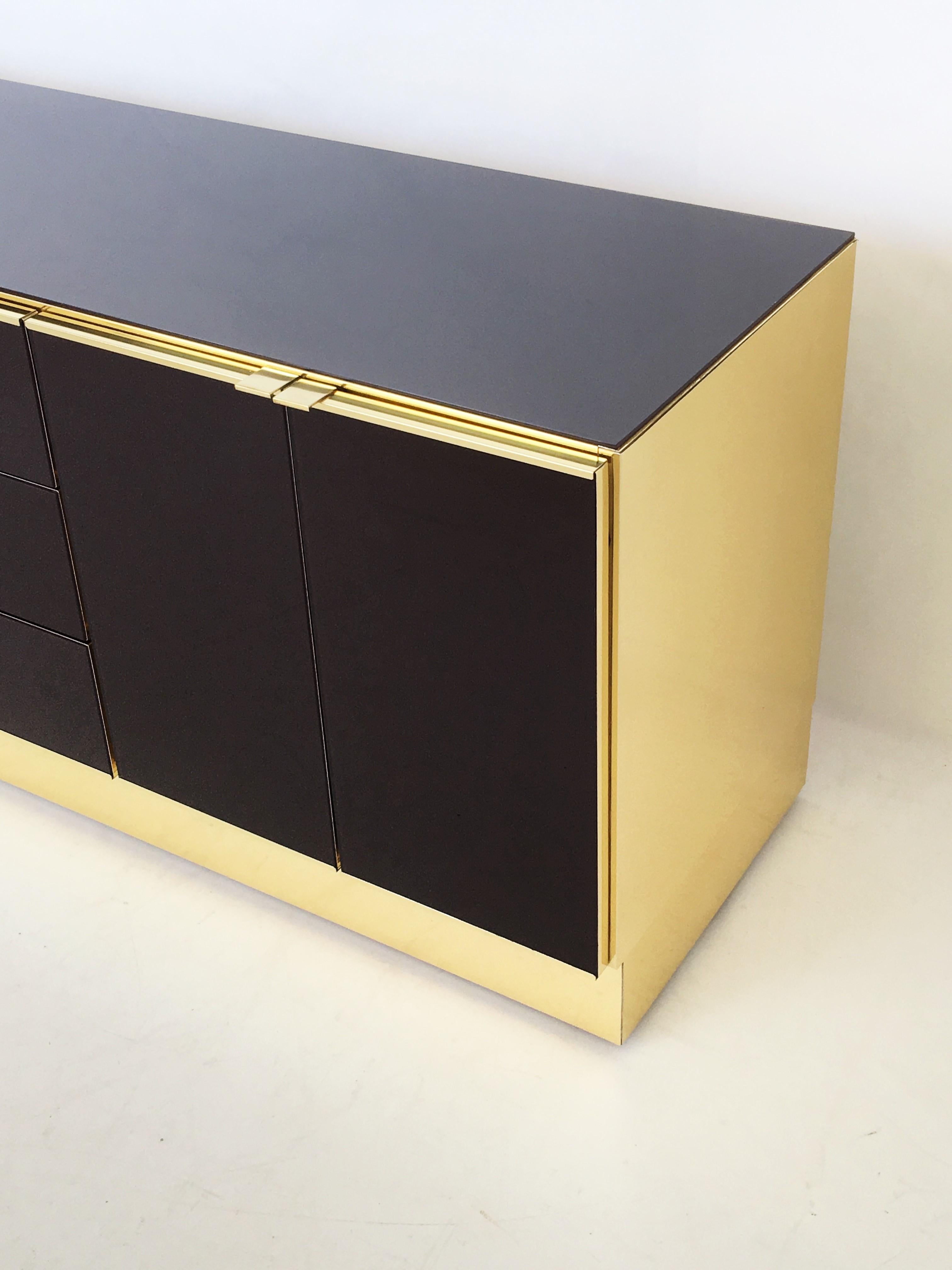 Glamorous Brass and Mirrored Dresser / Credenza by Ello Furniture For Sale 6
