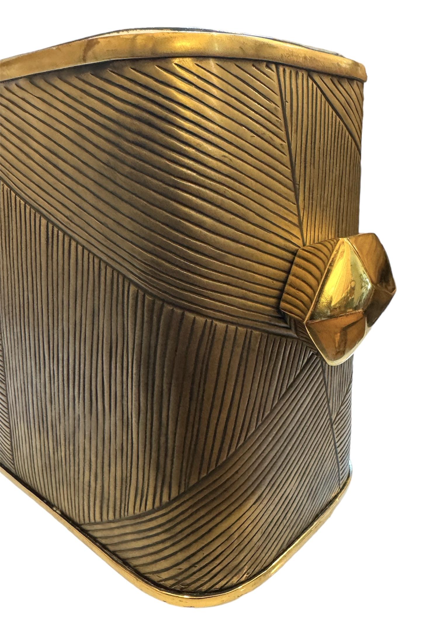Contemporary Glamorous Brass Ice Bucket For Sale