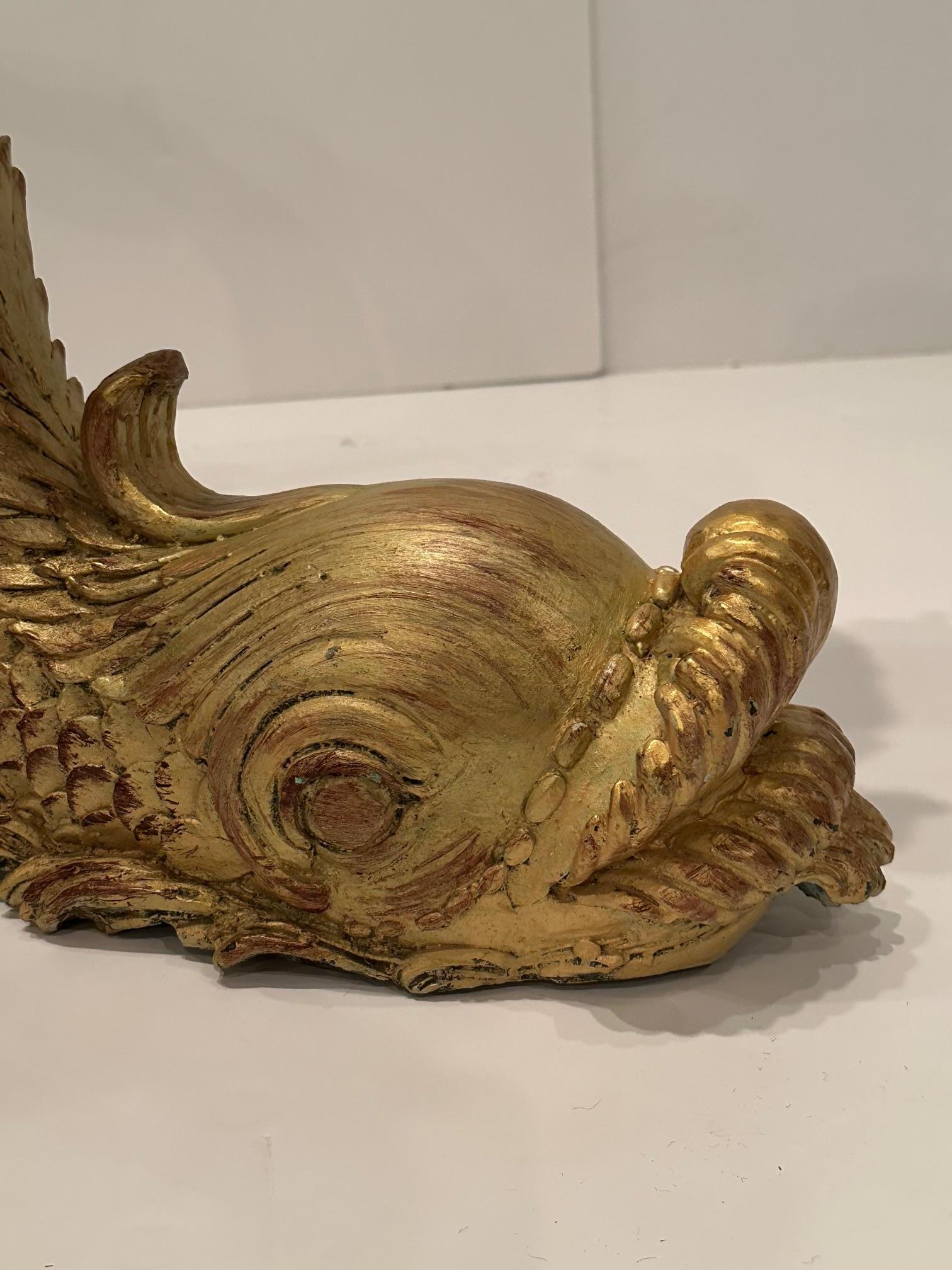 Glamorous Cast Gilt Bronze Dolphin Coffee Table For Sale 2
