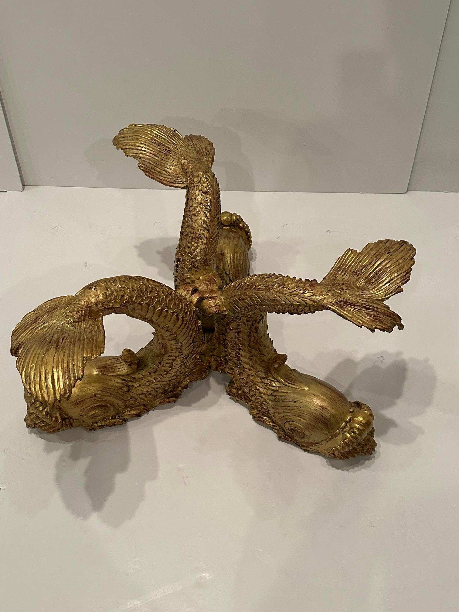 Glamorous Cast Gilt Bronze Dolphin Coffee Table For Sale 3