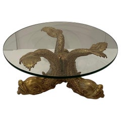 Glamorous Cast Gilt Bronze Dolphin Coffee Table
