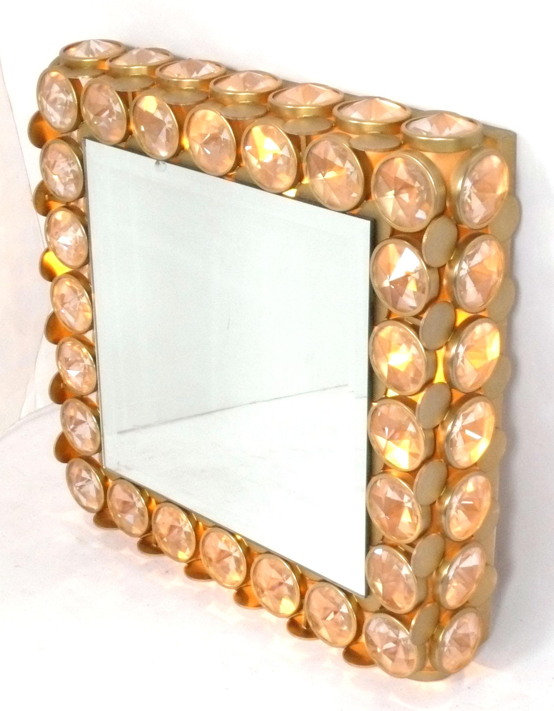 Glamorous Crystal and Brass Illuminated Vanity Mirror 18.25