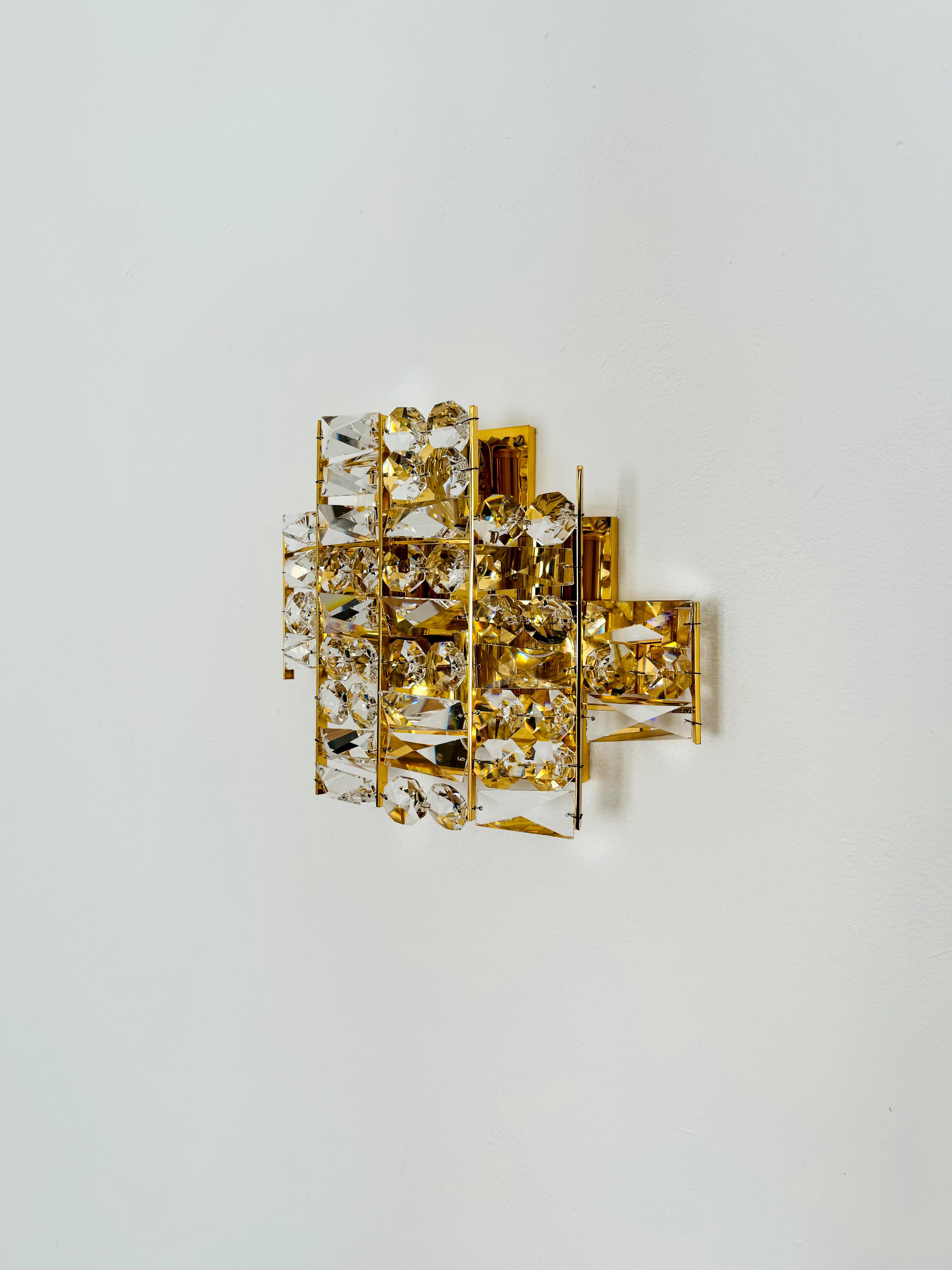 Glamurosa Lámpara de Pared de Cristal by Palwa Metal en venta
