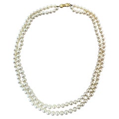 Collier à double rang de perles de culture glamour avec fermoir en or jaune 14k