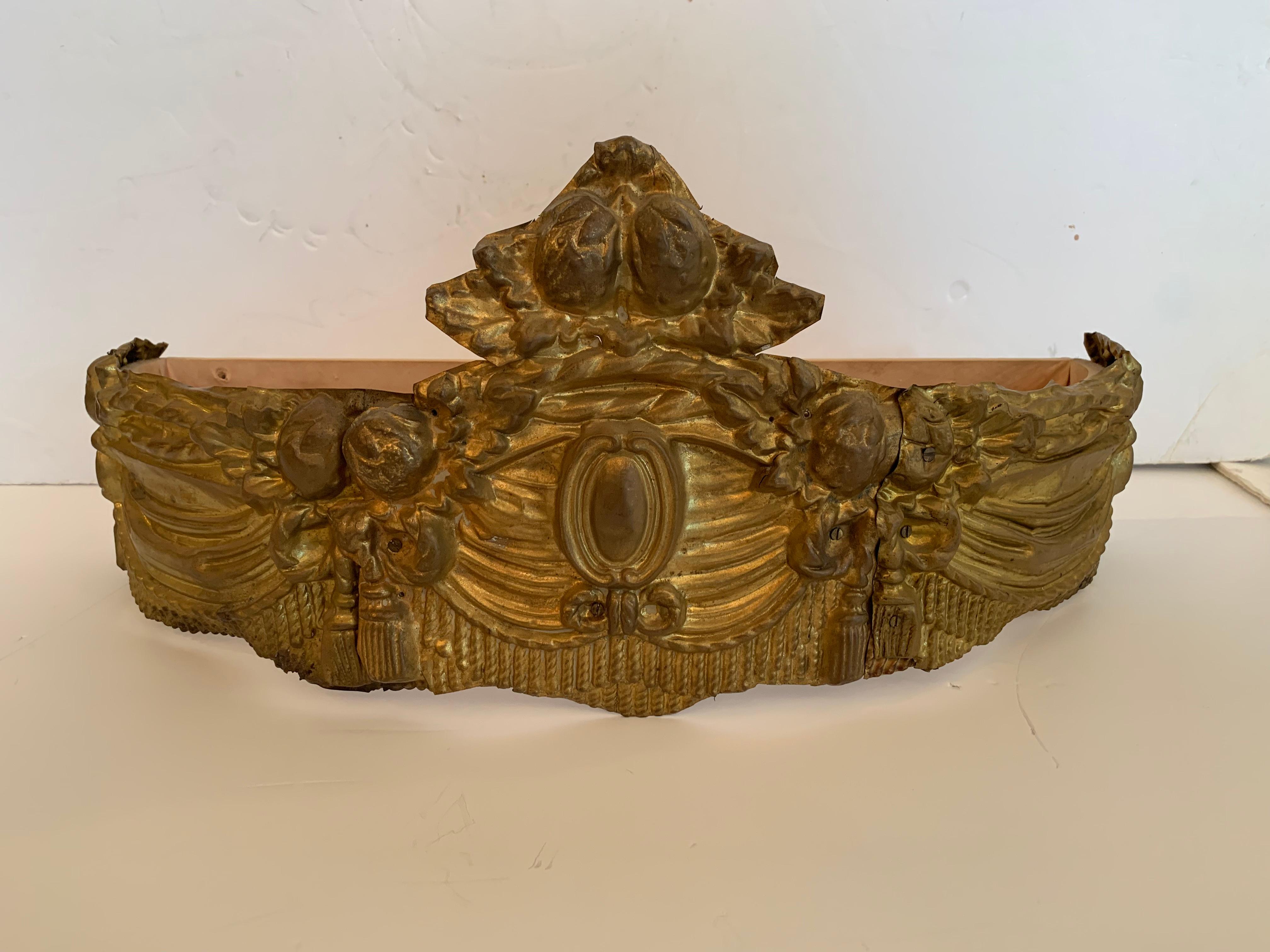 Louis XVI Glamorous Diminutive Antique Gilt Metal Bed Crown Corona