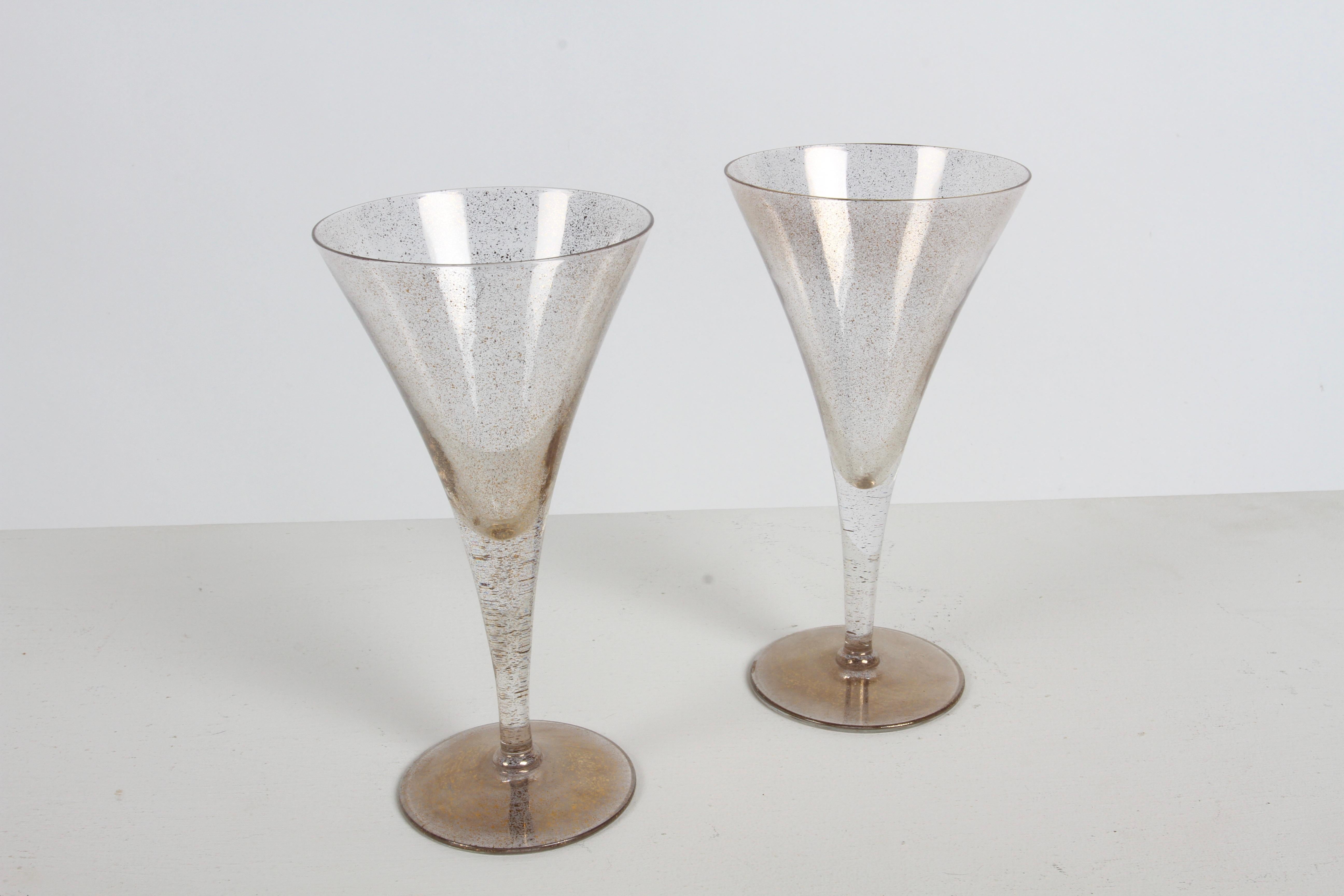 American Glamorous Dorothy Thorpe 10 Piece set Gold Fleck Wine Glasses - Stemware Barware For Sale