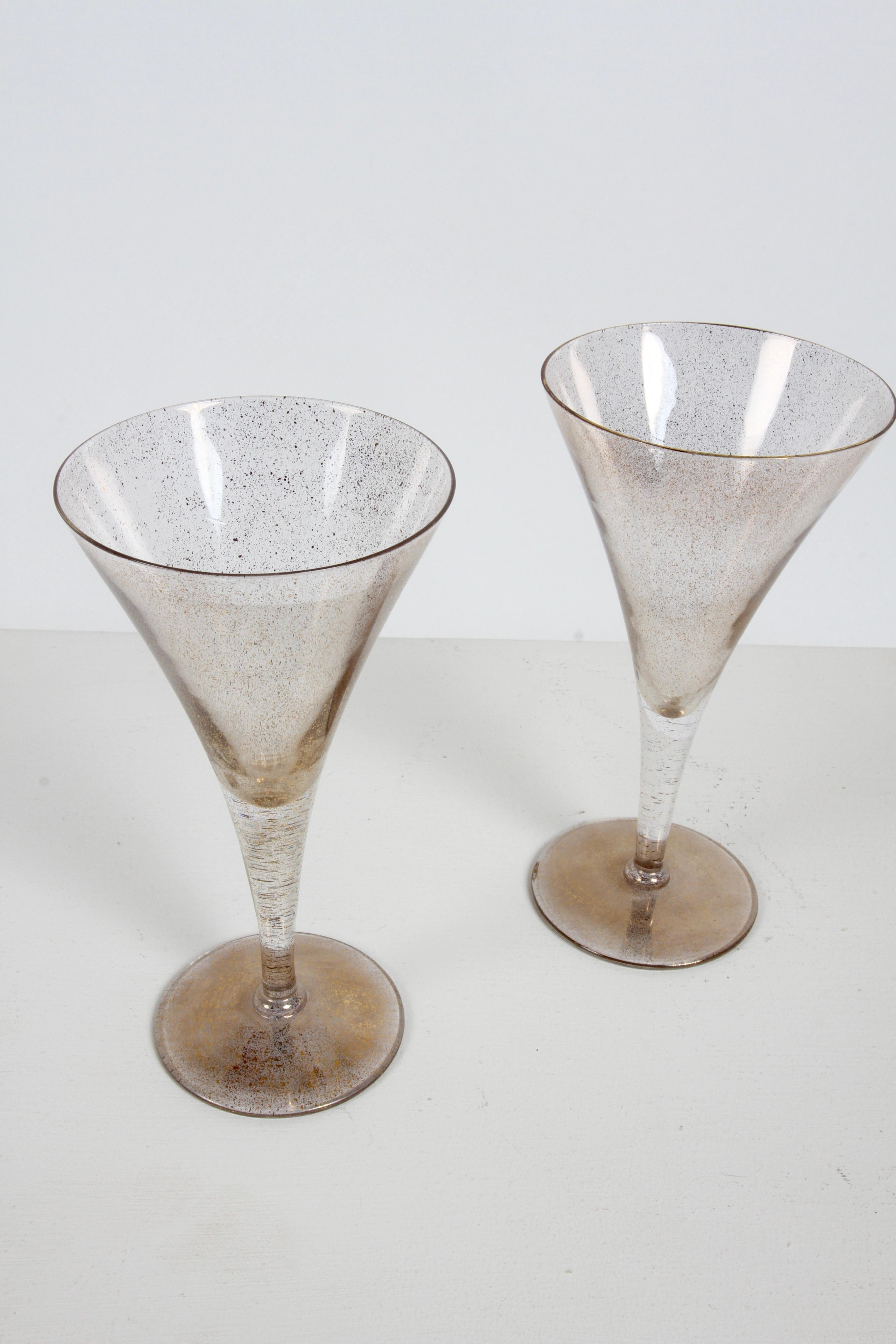 Milieu du XXe siècle Ensemble glamour Dorothy Thorpe 10 pièces verres à vin à mouchetures dorées - Vaisselle de bar en vente