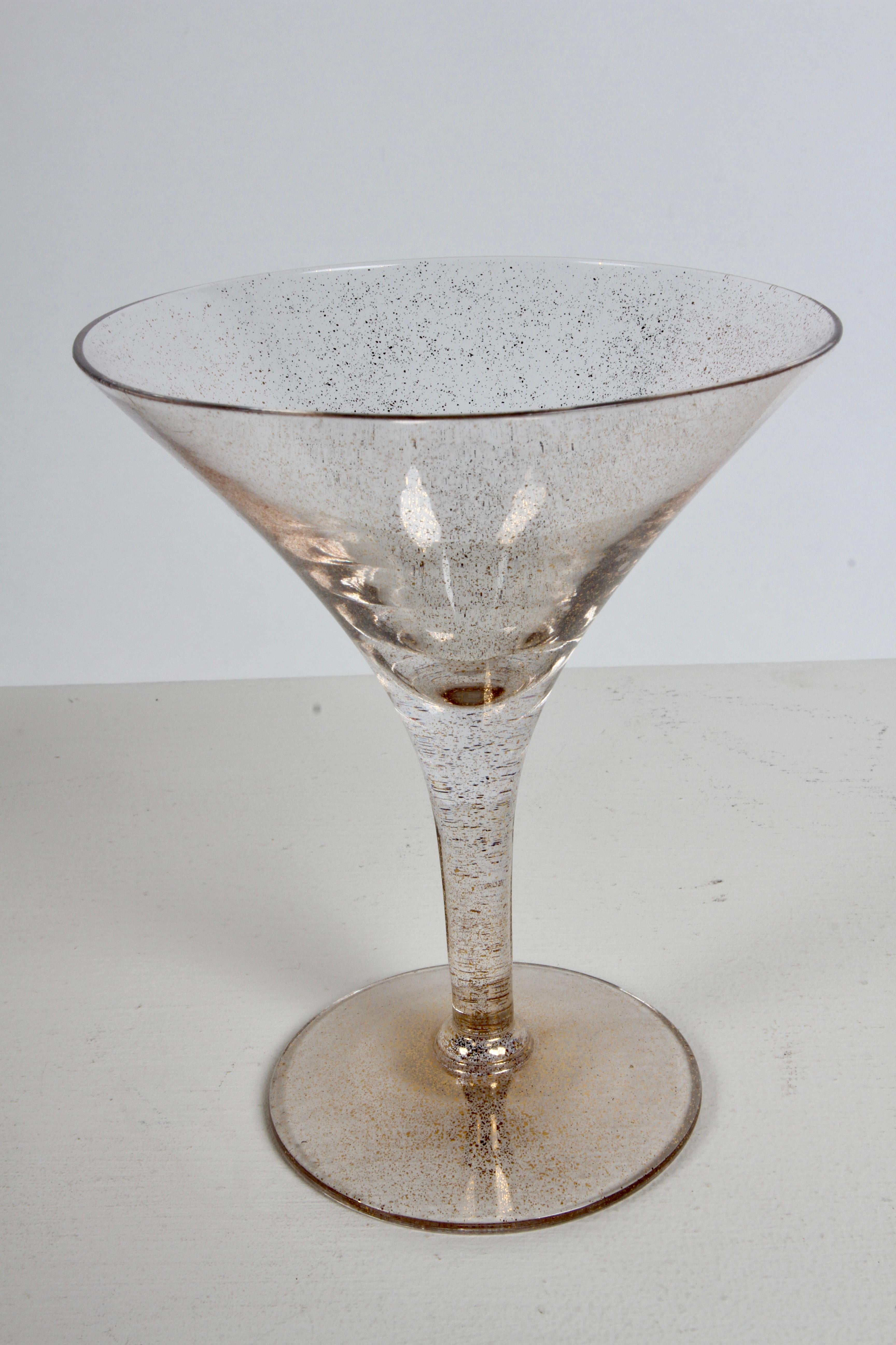Glamorous Dorothy Thorpe 11 Piece Gold Fleck Martini Glasses - Desert Stemware  For Sale 5