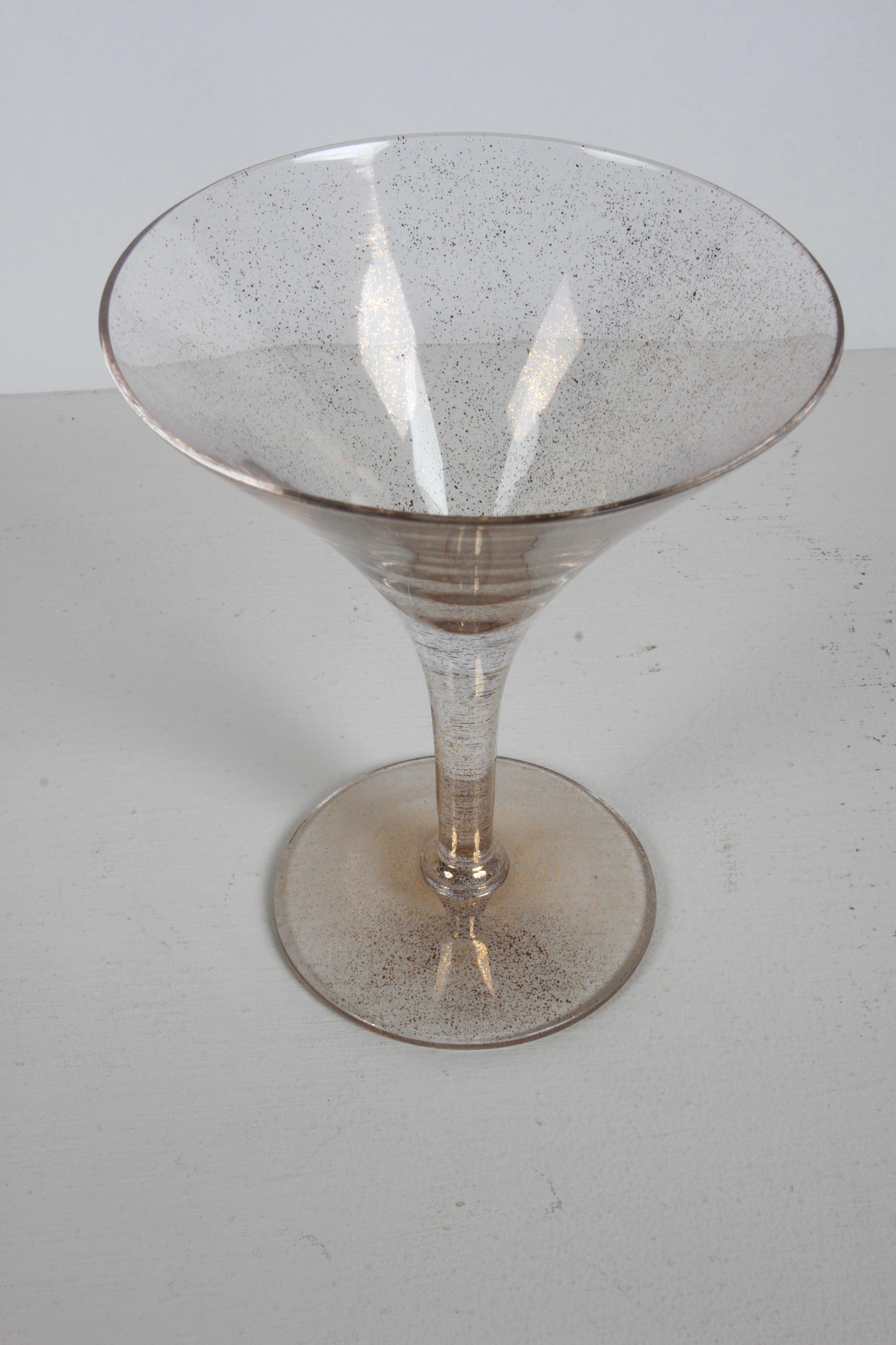 Glamorous Dorothy Thorpe 11 Piece Gold Fleck Martini Glasses - Desert Stemware  For Sale 8
