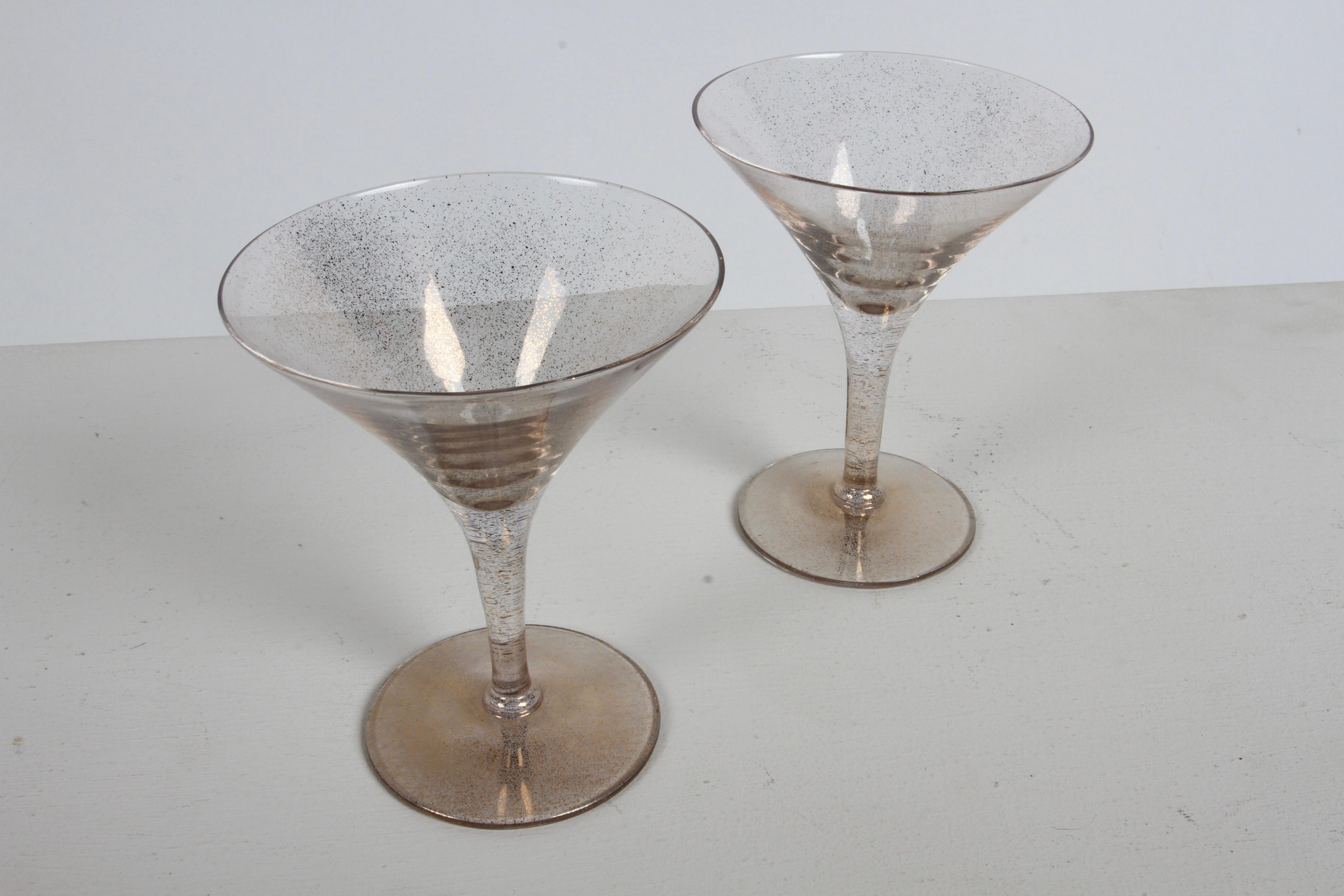 Glamorous Dorothy Thorpe 11 Piece Gold Fleck Martini Glasses - Desert Stemware  For Sale 3