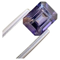 Used Glamorous Faceted Iolite 2.80 Carat Emerald Shape Gem For Jewellery Making 