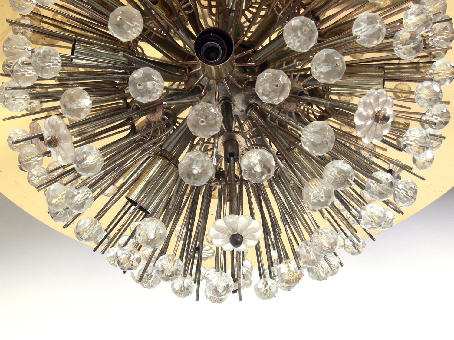 Austrian Glamorous Flush Mount Chandelier by Emil Stejnar