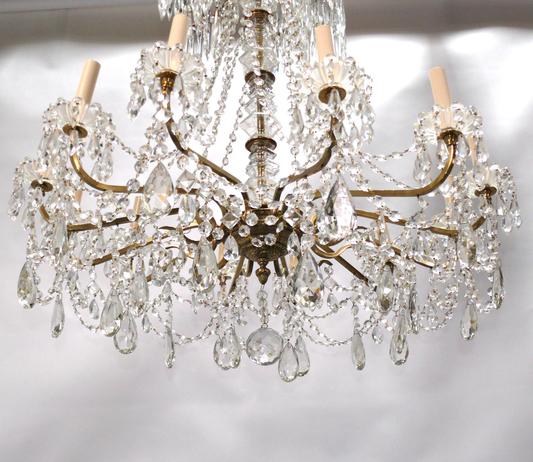 Hollywood Regency Glamorous French Crystal Chandelier For Sale