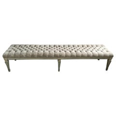 Glamorous French Louis XVI Style Painted and Upholstered Tufted Bench