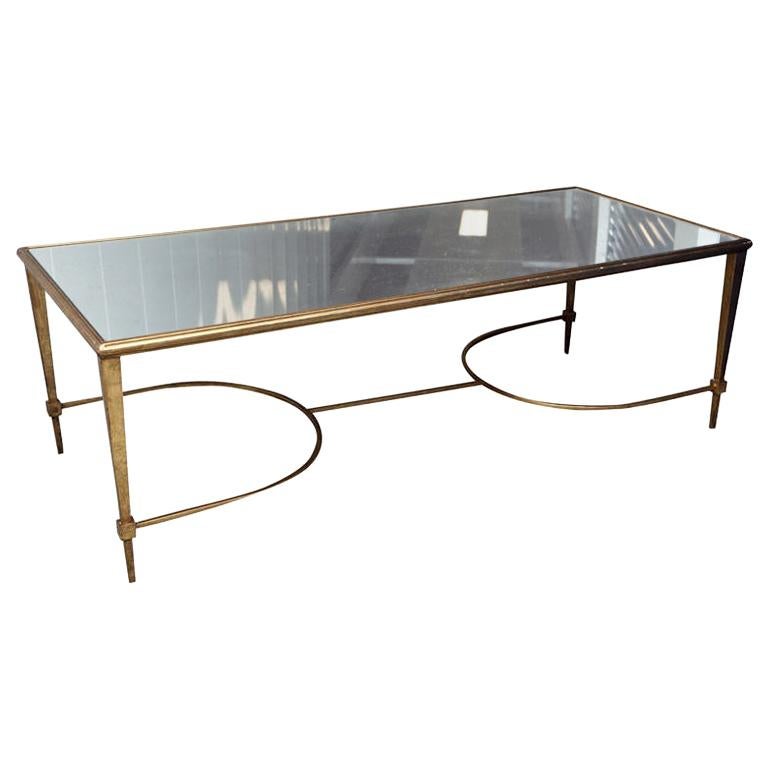 Glamorous Gilt Metal and Mirrored Glass Cocktail Table in the Manner of Ramsay