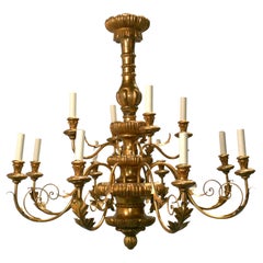 Vintage Glamorous Gilt Wood Italian Chandelier