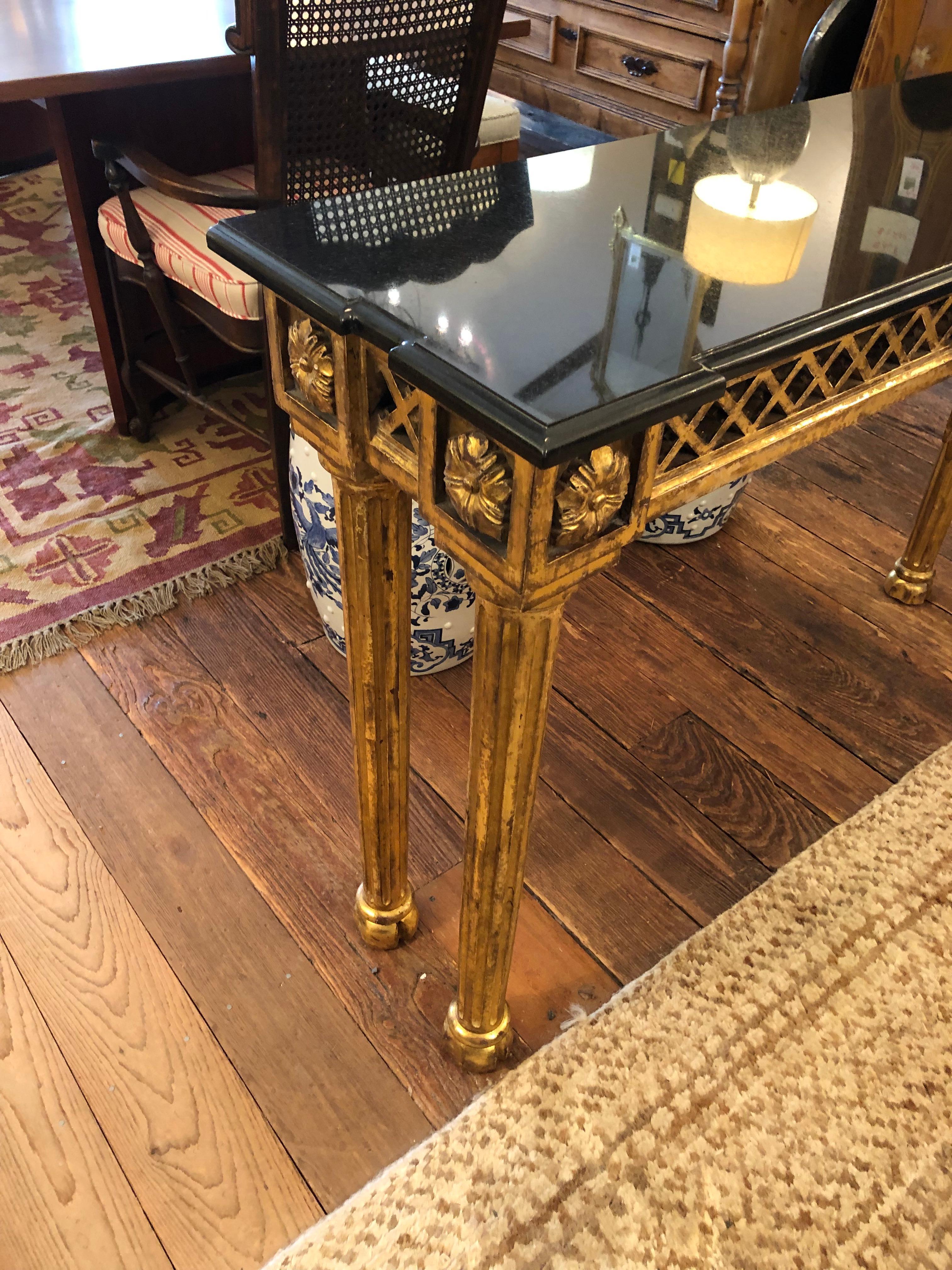 Glamorous Giltwood Ram Motif Console with Black Marble Top 6
