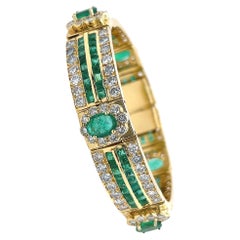 Bracciale d'oro con smeraldo e diamante