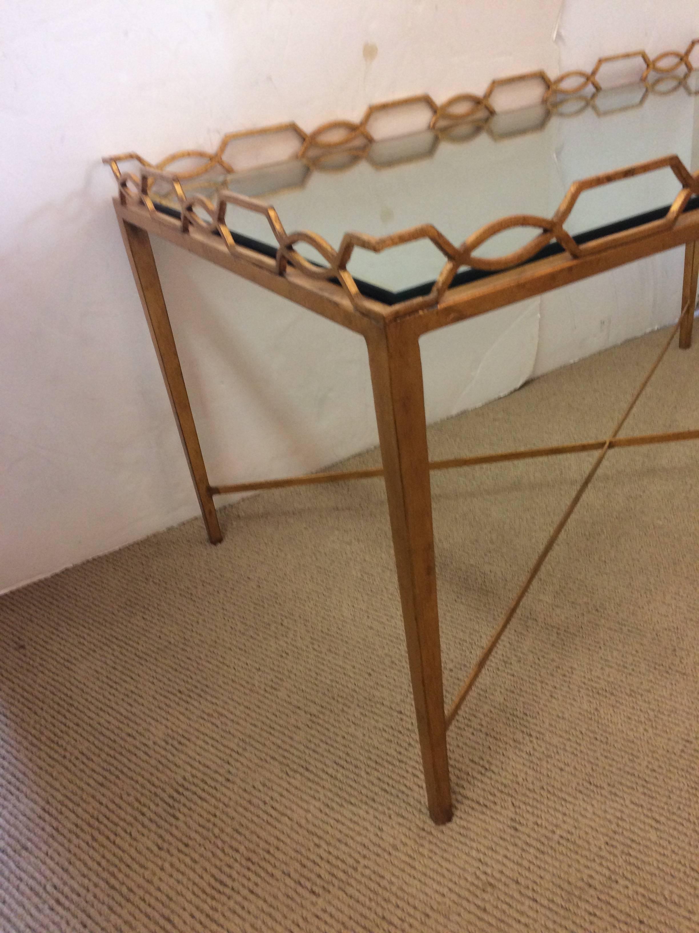 Gilt Glamorous Gold Leaf Iron Italian Mid-Century Modern Coffee Cocktail Table