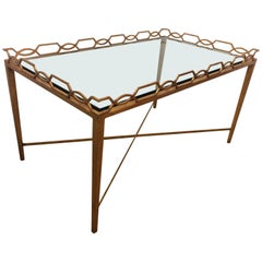 Glamorous Gold Leaf Iron Italian Mid-Century Modern Coffee Cocktail Table