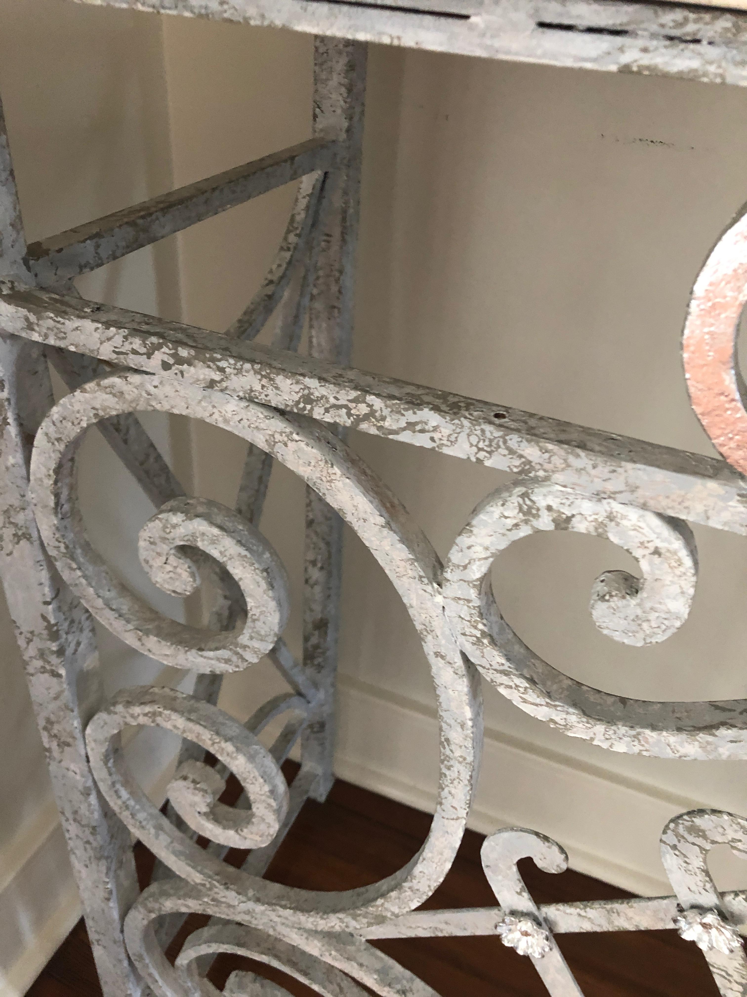 Glamorous Grey and Silver Painted Vintage Iron Console 6