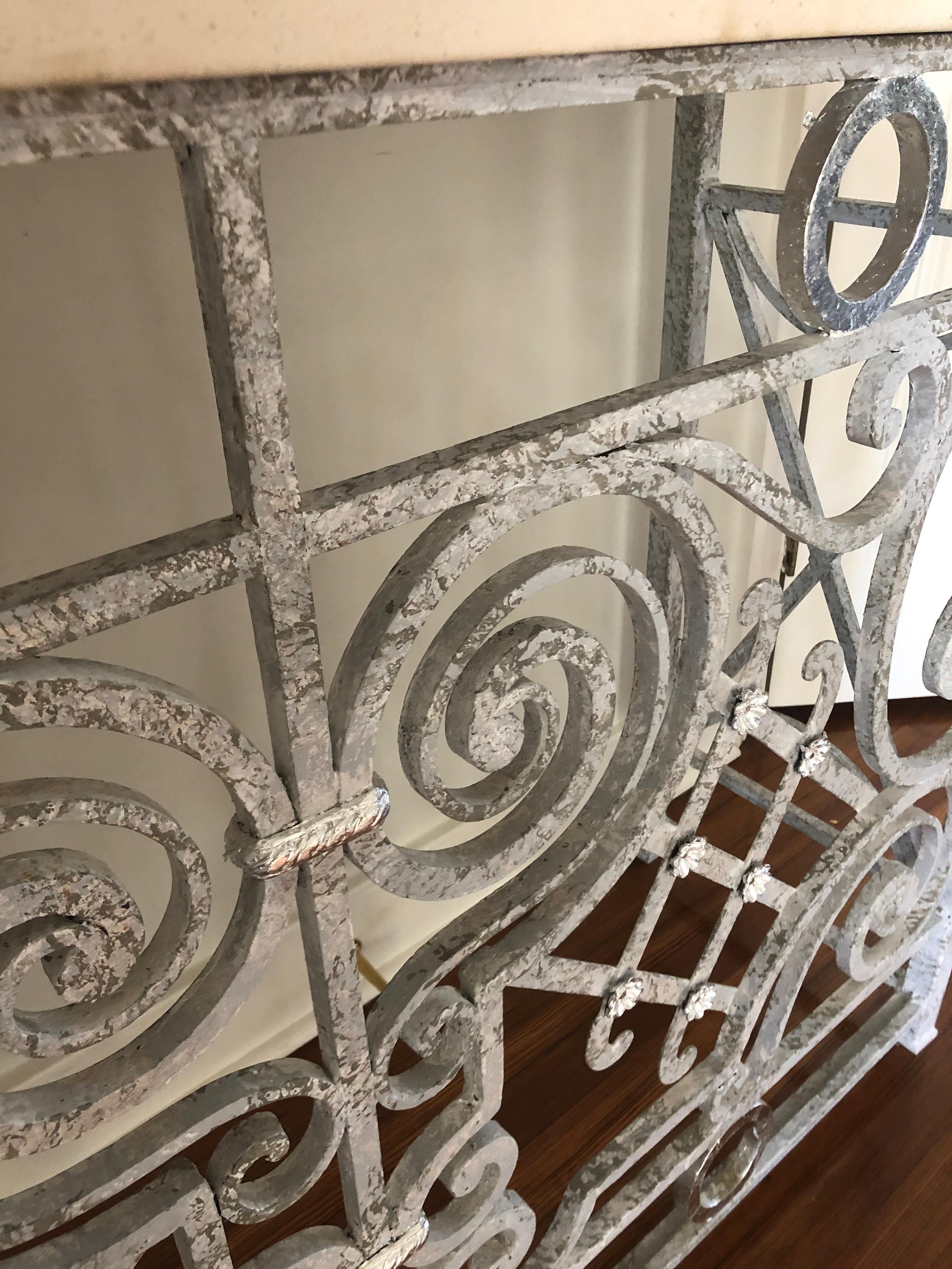 Glamorous Grey and Silver Painted Vintage Iron Console 7