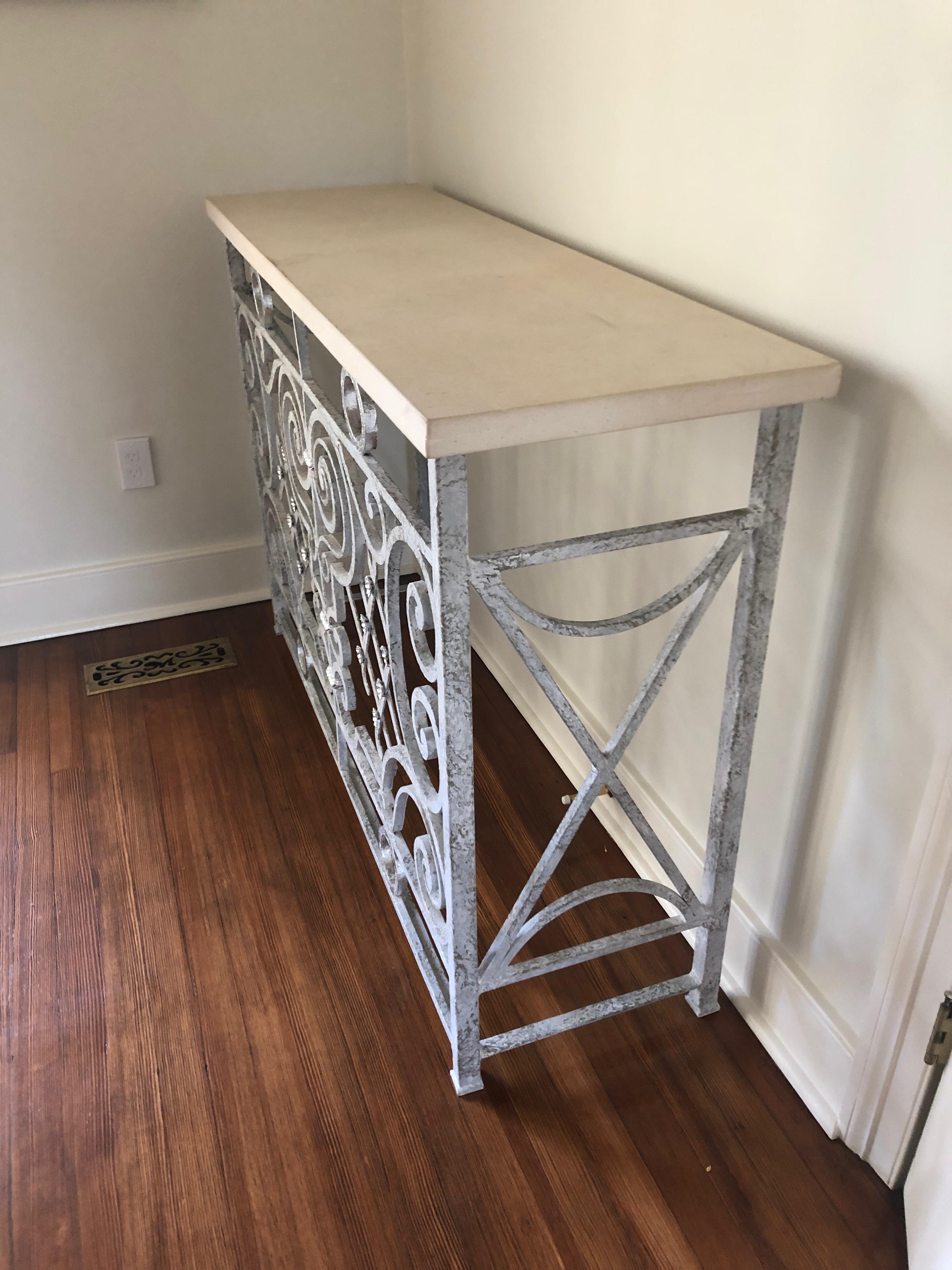 Glamorous Grey and Silver Painted Vintage Iron Console 2