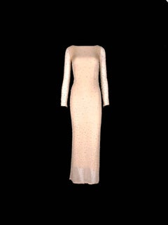 Glamorous Gucci by Tom Ford 2000 Nude Silk Swarovski Crystals Beaded Gown Dress
