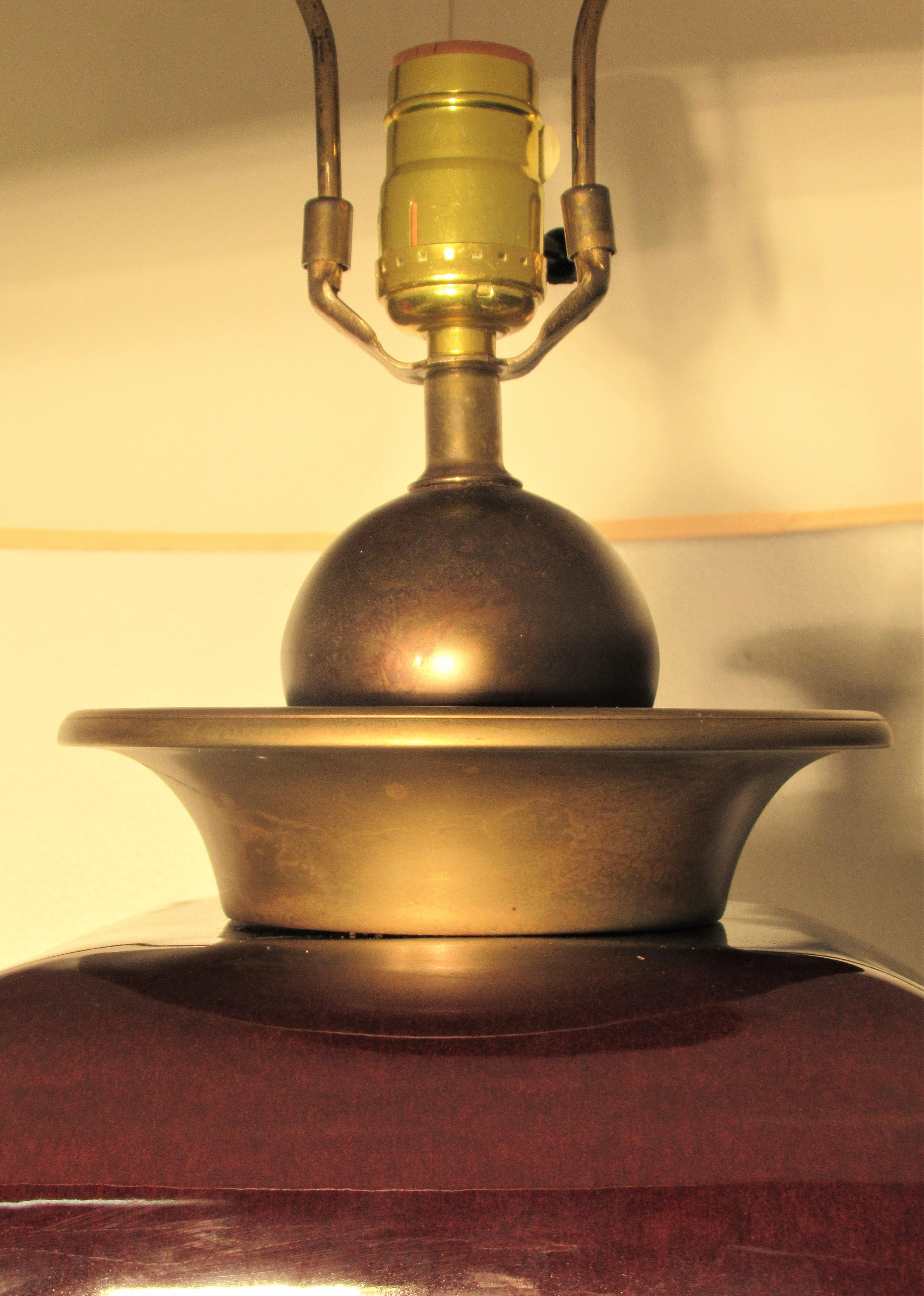 20th Century Hollywood Regency Oxblood Glaze Ceramic Lamp