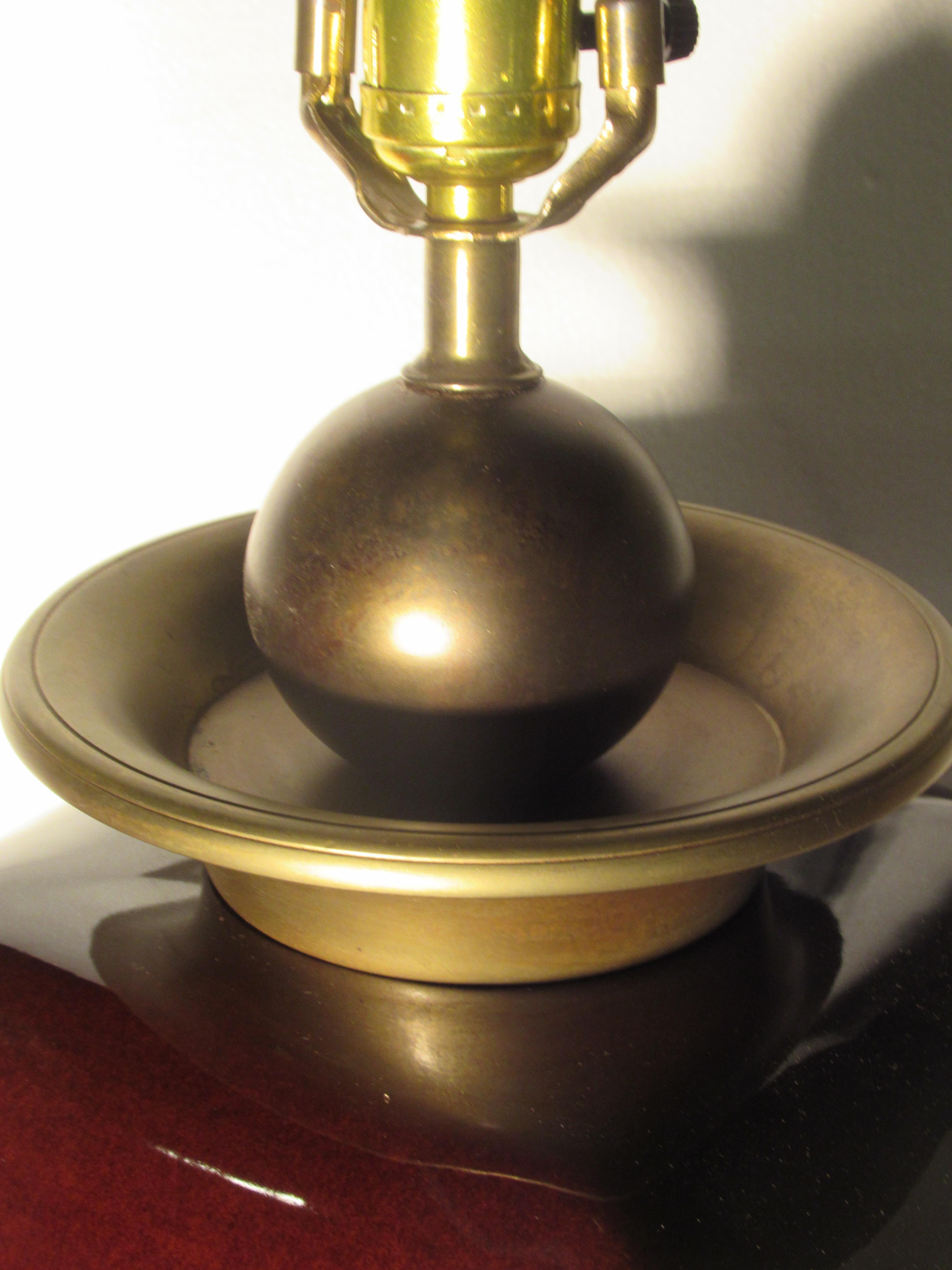Hollywood Regency Oxblood Glaze Ceramic Lamp 2