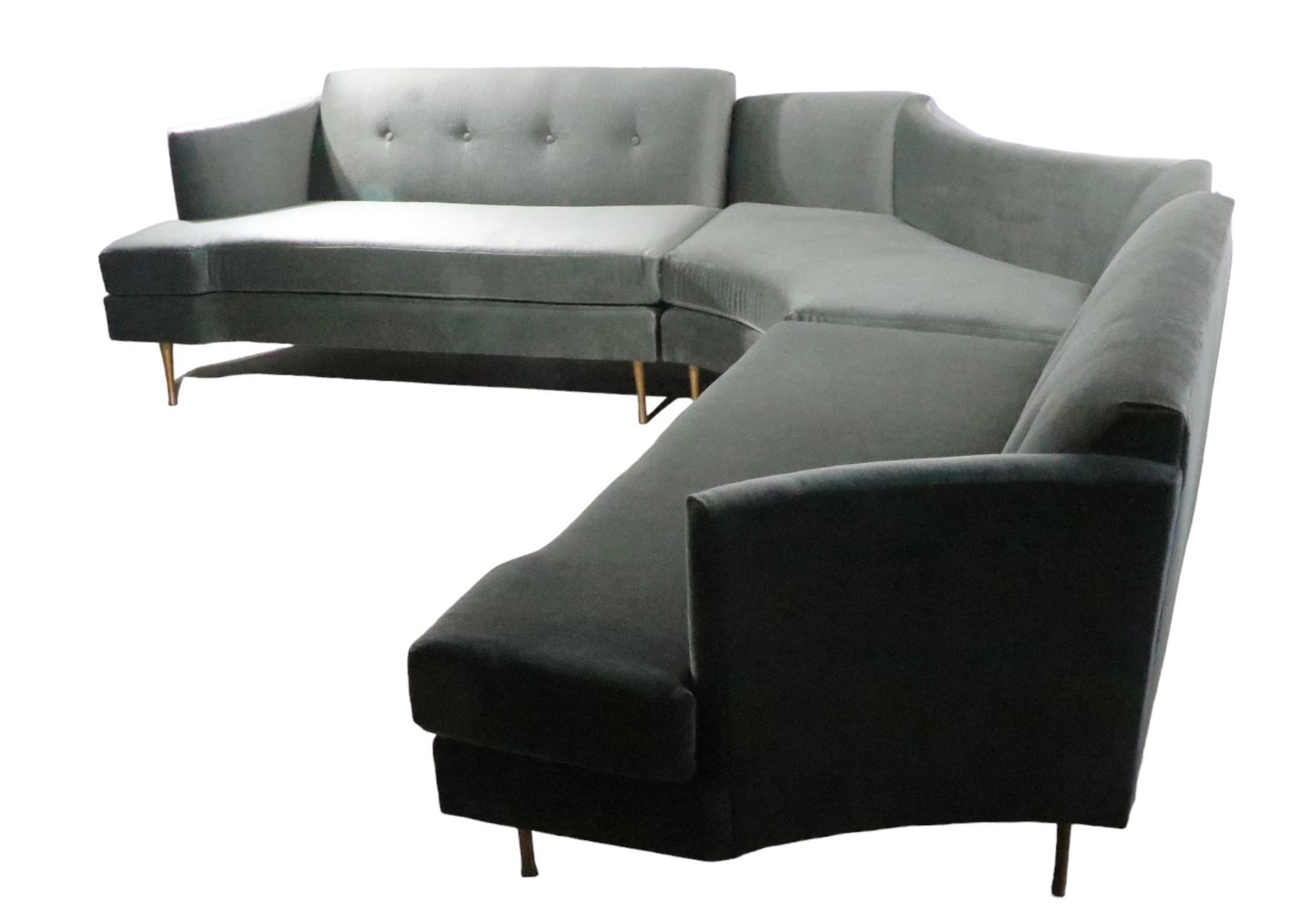Glamorous Hollywood Regency Mid Century Art Deco Sectional Sofa c 1930s/1950s For Sale 4