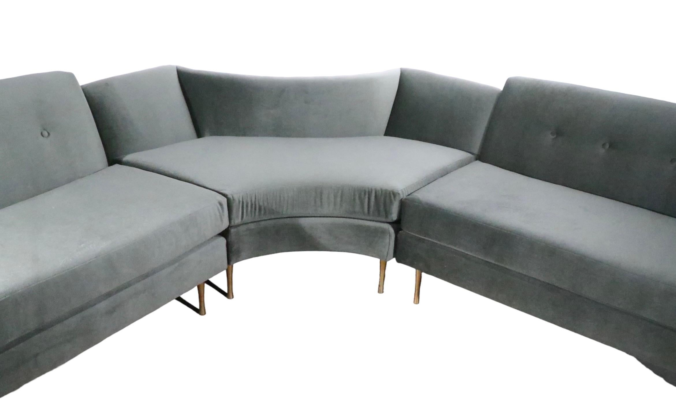 American Glamorous Hollywood Regency Mid Century Art Deco Sectional Sofa c 1930s/1950s For Sale