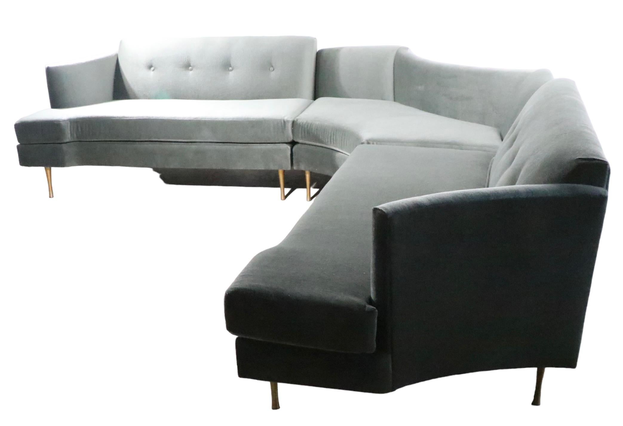Glamorous Hollywood Regency Mid Century Art Deco Sectional Sofa c 1930s/1950s For Sale 2