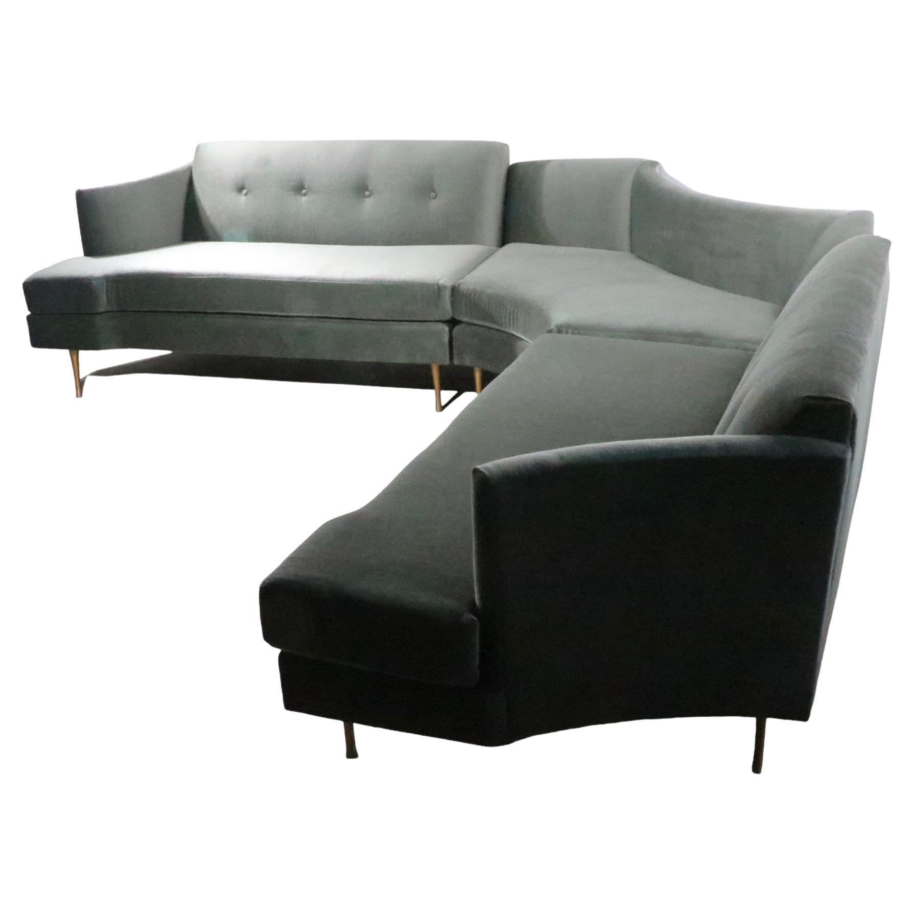 Glamorous Hollywood Regency Mid Century Art Deco Sectional Sofa c 1930s/1950s For Sale