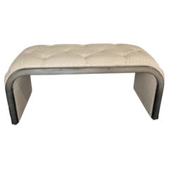 Glamorous Hollywood Regency Mid-Century Modern Waterfall Bench in Lizard Fabric