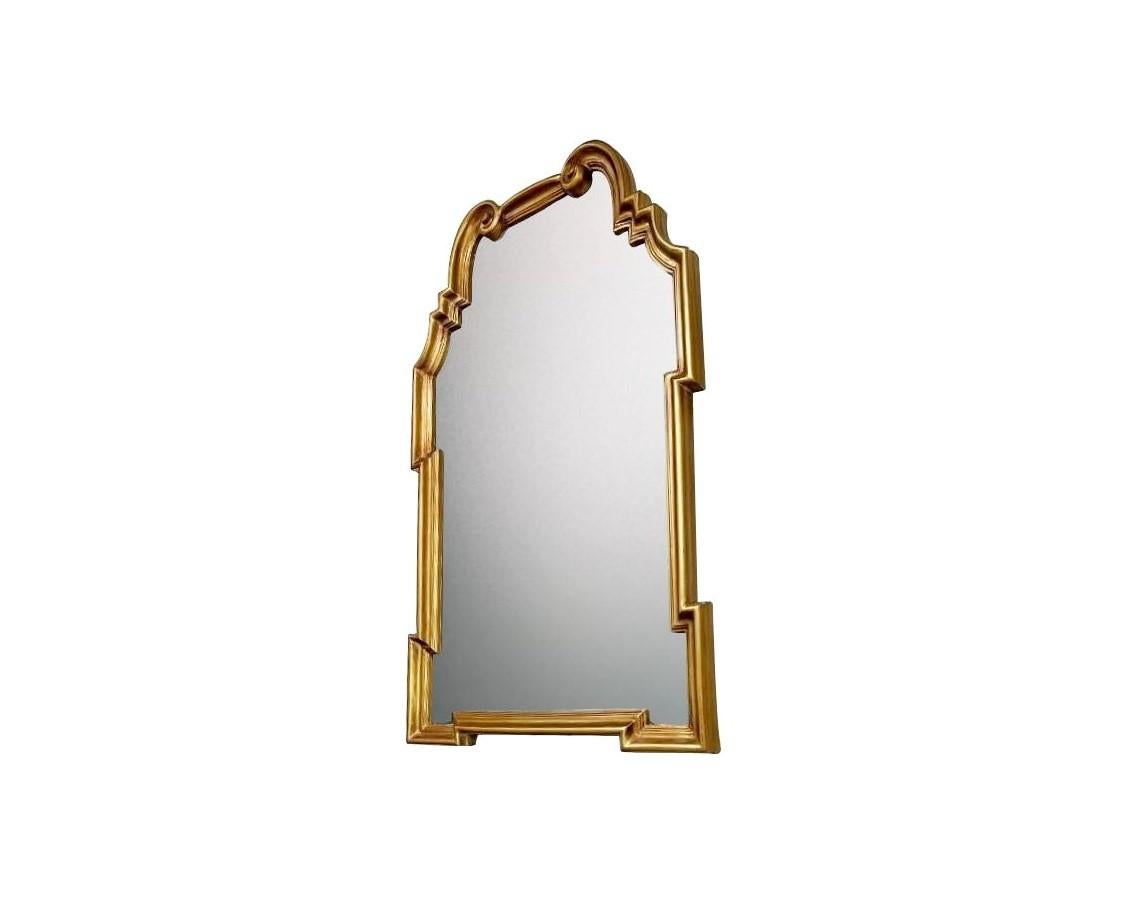 20ième siècle Paire de miroirs glamour en bois doré La Barge de style Hollywood Regency en vente