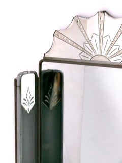 Glamorous Illuminated Art Deco Vanity Mirror 48.25"H x 35"W circa 1930s