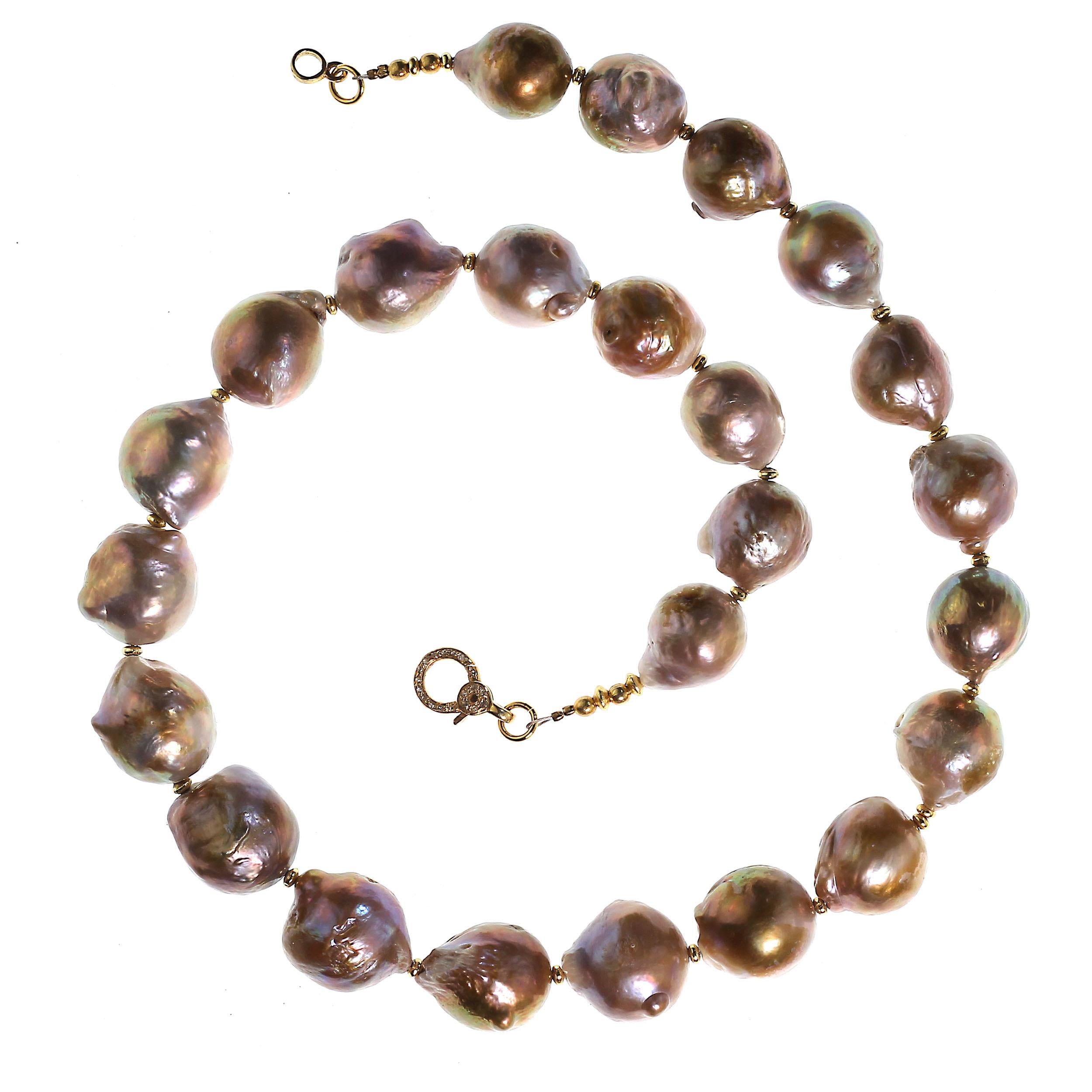 Artisan Glamorous Iridescent Wrinkle Pearl Necklace from Gemjunky