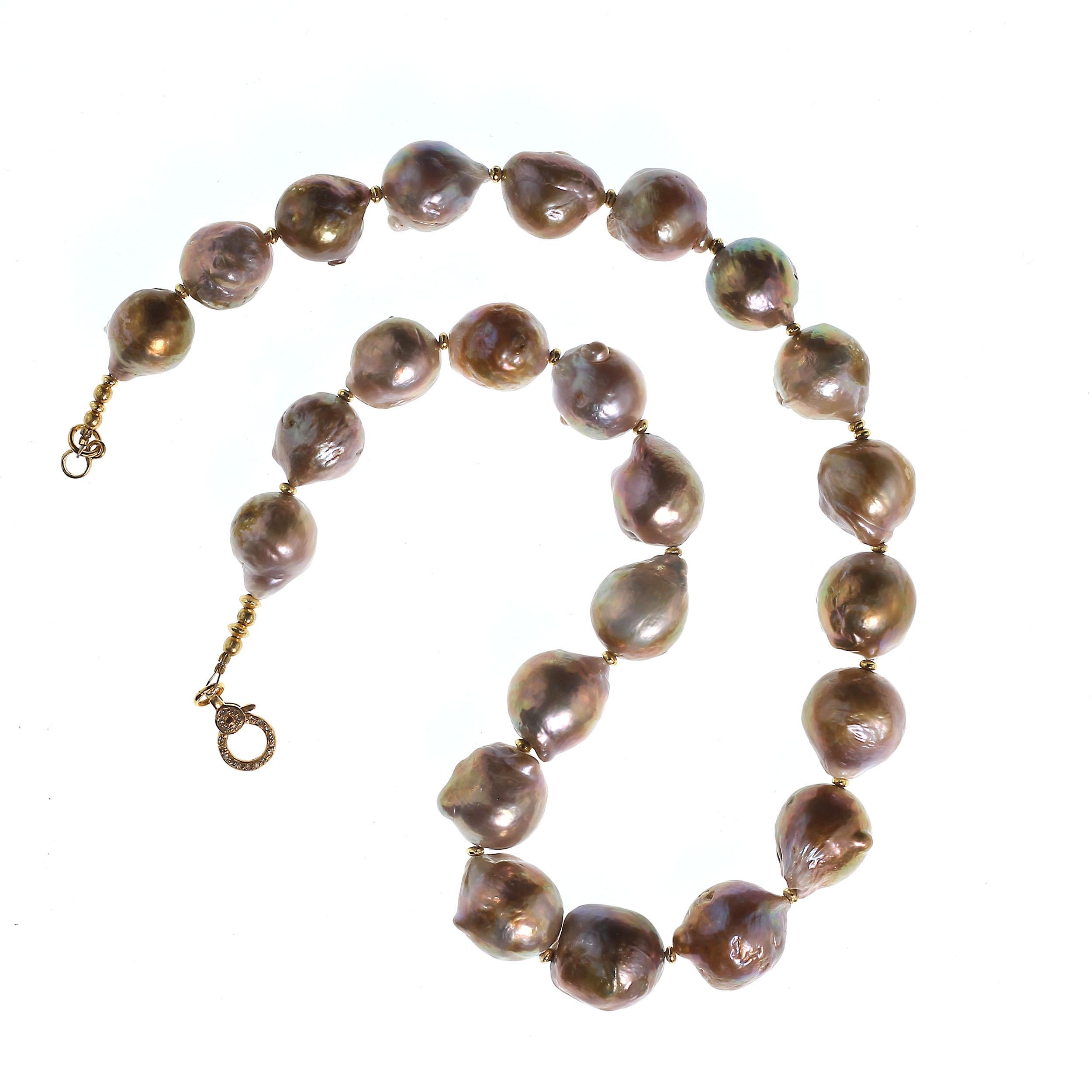 Bead Glamorous Iridescent Wrinkle Pearl Necklace from Gemjunky