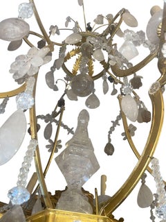 Glamorous Italian 22K Gold Leaf & Rock Crystal Chandelier. 20th Century.