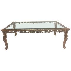 Glamorous Italian Hand Carved Gilded Wood Coffee Table