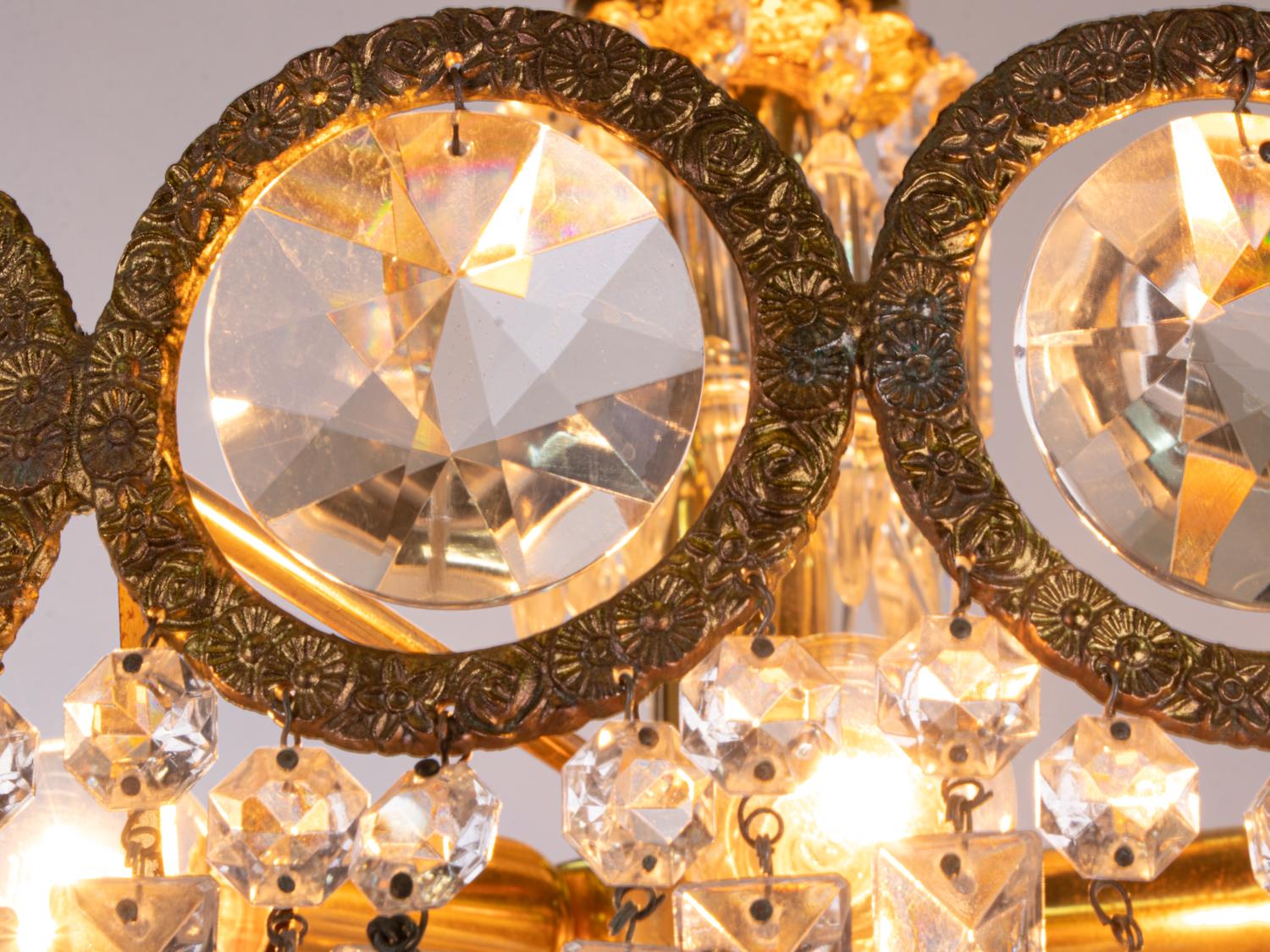 Glamorous Jewel Swarovski Crystal & Brass Chandelier, Germany, 1960s For Sale 7