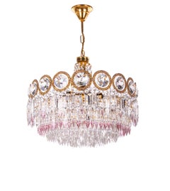 Glamorous Jewel Swarovski Crystal & Brass Chandelier byPalwa, Germany, 1960s