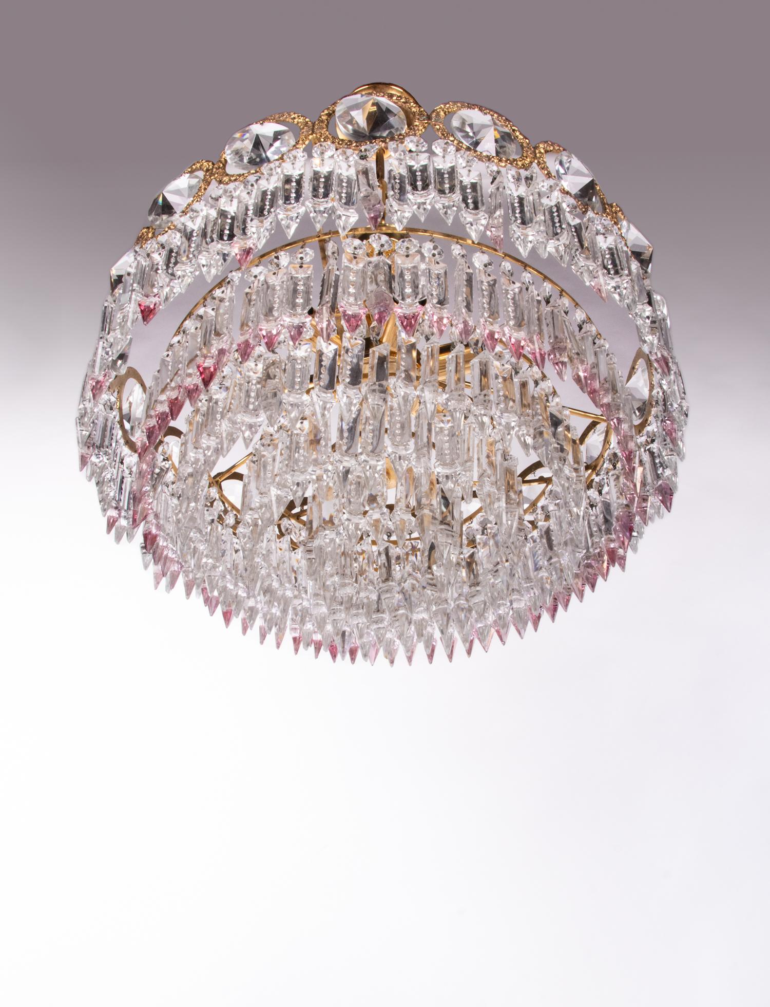 Glamorous Jewel Swarovski Crystal & Brass Chandelier, Germany, 1960s For Sale 1