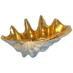 Glamorous Large Authentic Clam Shell with Gold Leaf Interior