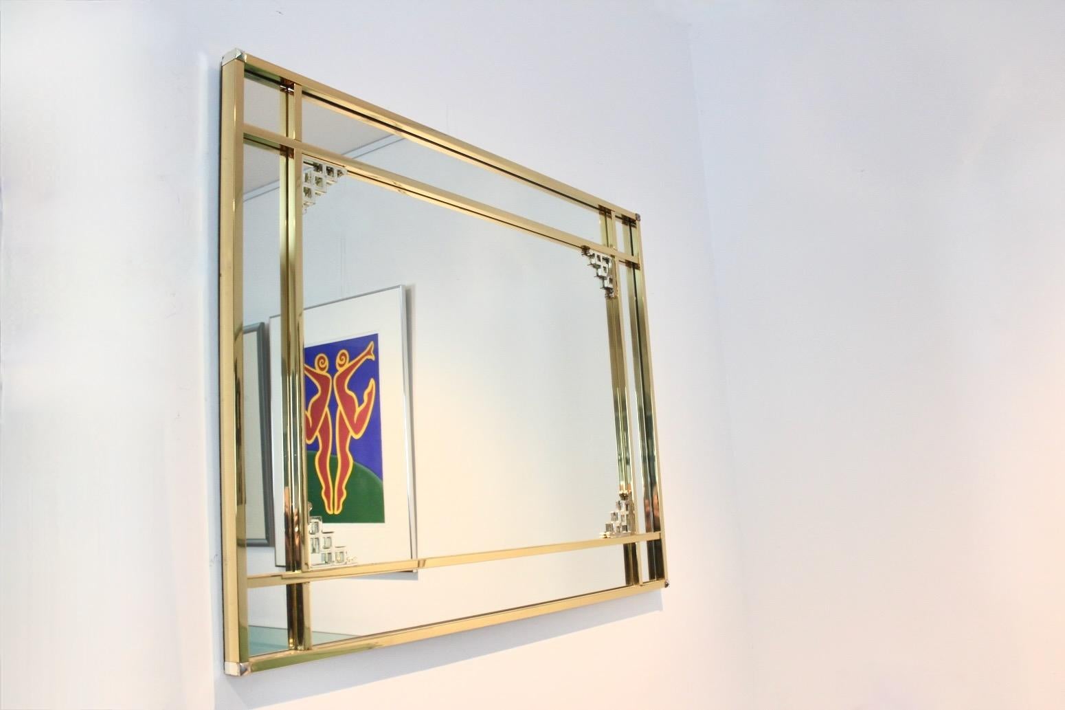 Glamorous Large Belgochrom Graphical Mirror For Sale 4