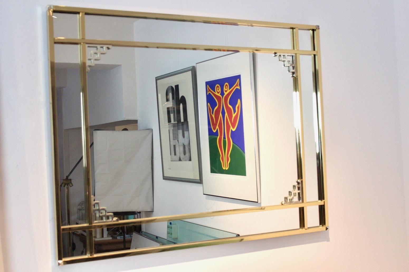 Glamorous Large Belgochrom Graphical Mirror For Sale 5