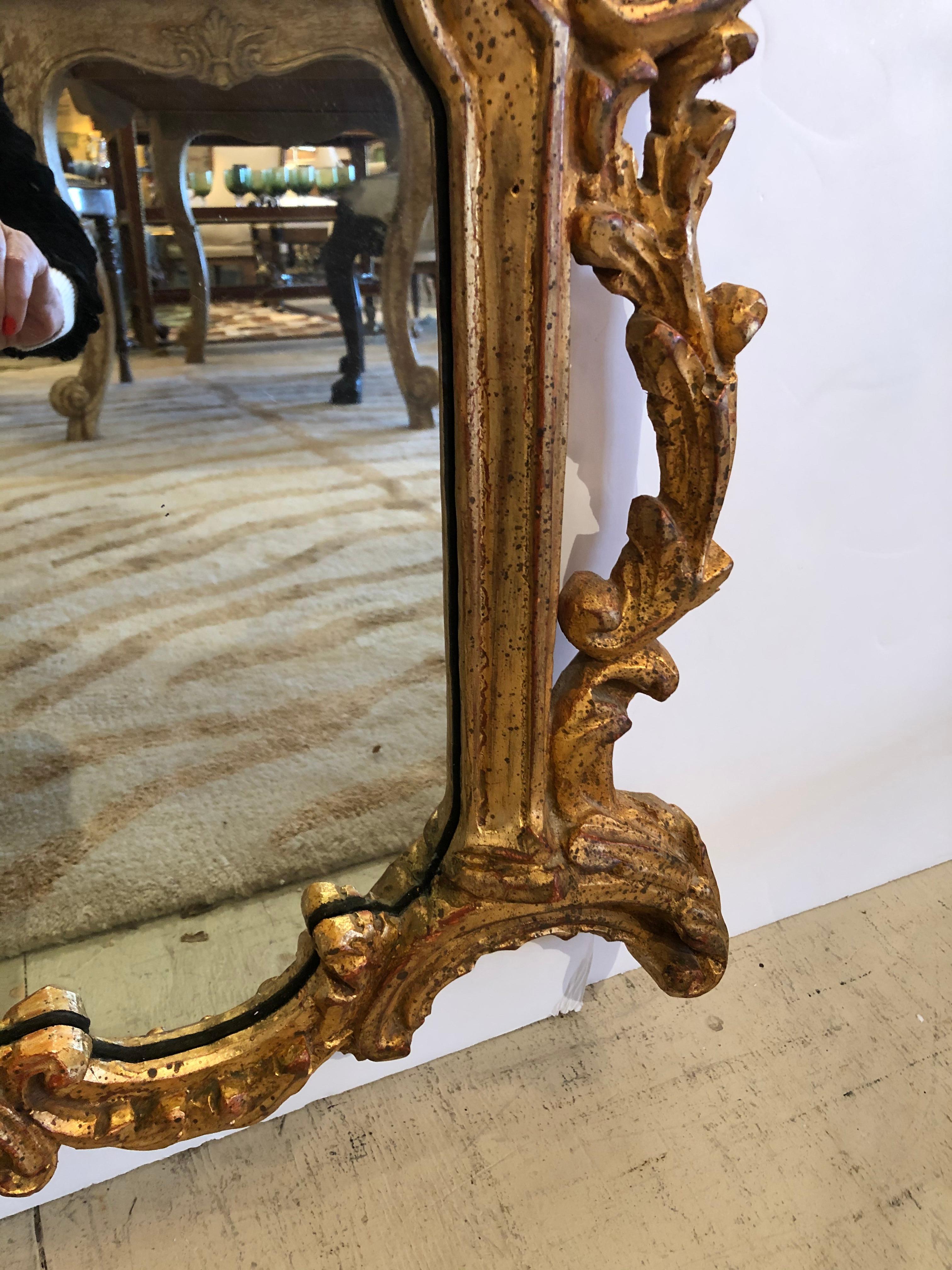 Mid-20th Century Glamorous Large Chinese Chippendale Gold Giltwood Mirror with Pagoda and Birds