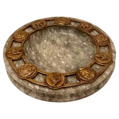 Glamorous Large Marble Ashtray with Neoclassical Roman Gilt Metal Decoration