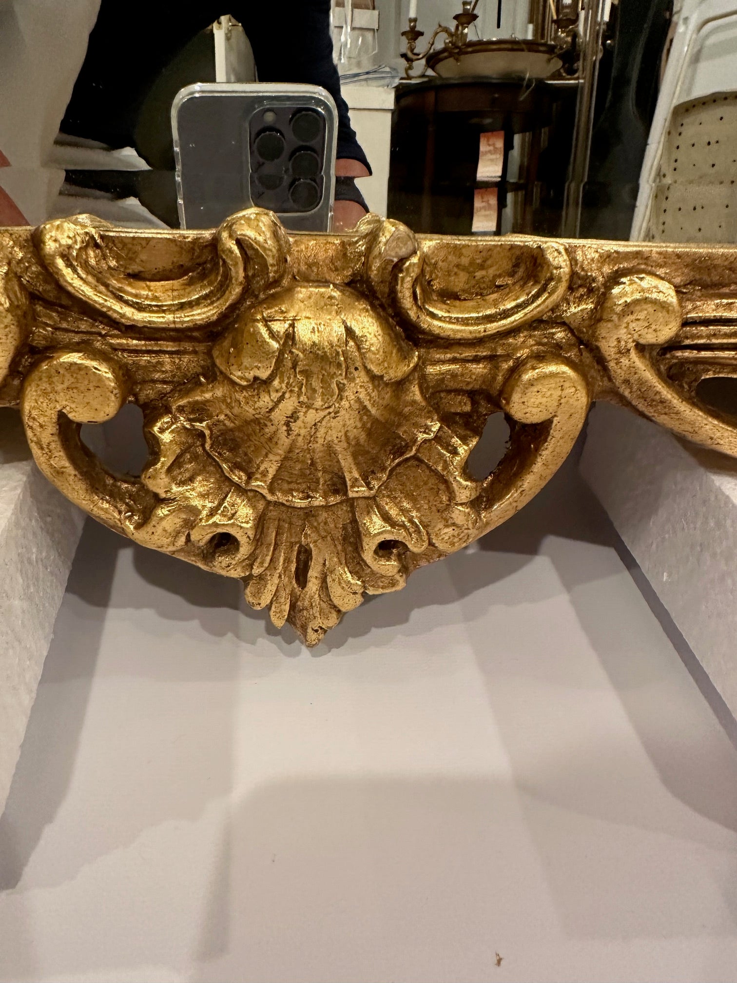 Glamorous large pagoda style gilded gesso mirror with classic style.